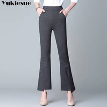 Black Vintage Solid skinny Flare Leg high Elastic Waist Elegant womens Pants female spring Office Lady Workwear Women Trousers 2024 - buy cheap