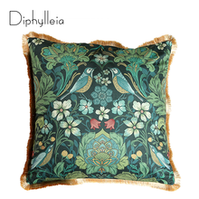 Diphylleia Designer Cushion Cover American Manhattan Luxury Bird Print Velvet Garden Pillow Case For Sofa Backrest Living Room 2024 - buy cheap