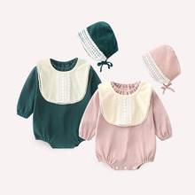 Newborn Baby Clothes 0-12 Months Long Sleeved Jumpsuit Infant Girls Hat + Bib + Climbing Clothes Autumn Cotton Bodysuit Pajamas 2024 - buy cheap