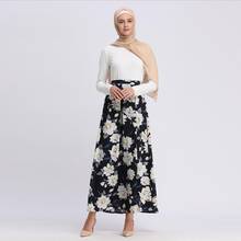 Plus size Fashion flowers printed Muslim Skirt Women's Princess printed Skirt Elegant Islamic Skirt muslim floor Skirts wj2497 2024 - buy cheap