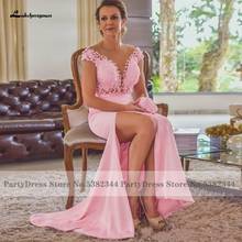 Lakshmigown-Vestido largo de encaje para mujer, vestido elegante rosa para la madre de la novia, vestido Sexy de noche para fiesta y cena, 2020 2024 - compra barato
