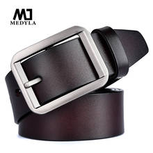 MEDYLA-cinturones de cuero genuino para hombre, cinturones de diseñador de lujo, correa de piel de vaca, a la moda, para Vaqueros 2024 - compra barato
