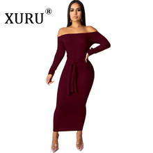 XURU Europe and America sexy hot dress one-word collar tube top dress white wine red green black dress 2024 - buy cheap