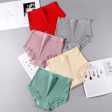 Elifashion-ropa interior de algodón para mujer, bragas de hilo de encaje para niña, bragas de cintura alta de talla grande, novedad 2024 - compra barato