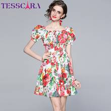 TESSCARA Women Summer Elegant Floral Dress Festa Female High Quality Short Party Robe Femme Vintage Designer Casual Vestidos 2024 - buy cheap