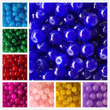 Miçangas redondas com safira siam, para pulseira ou colar diy, material de jade, 4, 6, 8, 10, 12mm 2024 - compre barato