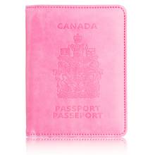 Trassory rfid bloqueio canadá capa de passaporte bolsa de couro moda viagem titular do passaporte caso carteira para homens 2024 - compre barato