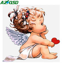 AZQSD DIY Diamond Painting Angel Girl Cross Stitch Full Square Diamond Embroidery Portrait Mosaic Rhinestones Home Decor 2024 - buy cheap