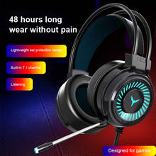 Fone de ouvido headset gamer com fio, 3.5mm, com iluminação colorida, para pc, notebook e computador estéreo, headset de música surround 2024 - compre barato