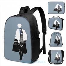 Mochila con estampado gráfico de Sherlock para hombre y mujer, Bolsa Escolar con carga USB, bolso de viaje para ordenador portátil, 2 unidades 2024 - compra barato