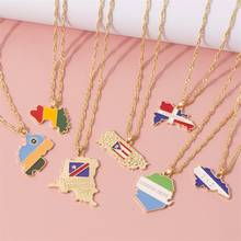 NEW Country Map Flag Necklace Africa Guinea Ghana Liberia Undersea Jamaica South Africa India Brazil Pendant Chain Man Jewelry 2024 - buy cheap