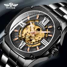 Vencedor 2019 dos homens relógio automático mecânico luminoso mão esqueleto negócios preto aço inoxidável banda relógios relogio masculino 2024 - compre barato