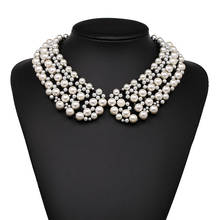 Za-Collar redondo de perlas de imitación para mujer, gargantilla de cuello lujoso con gemas de cristal, joyería de boda Declaración 2024 - compra barato