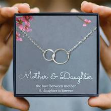 Ожерелье для матери и дочери, подарочное ювелирное изделие для женщин, ожерелье с 2 Соединенными кольцами, колье-пандур, подарок на день рождения 2024 - купить недорого