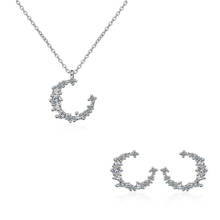 Hot Sale Crescent Moon Star Sterling Silver 925 Pendants Necklaces +Earrings for Women AAA Zircon Chokers Lady Jewelry Sets Gift 2024 - buy cheap