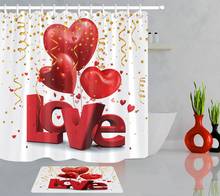 Набор занавесок для душа на День святого Валентина и коврик красная занавеска для ванной с сердечком и надписью Love с крючками занавеска для ванной комнаты s домашний декор 2024 - купить недорого
