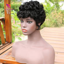 Short Curly Wig Human Hair Wigs For Black Women Short Bob Wigs Brazilian Remy 100% Human Hair Pixie Cut Curly Wig With Bangs 2024 - buy cheap
