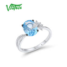 VISTOSO Genuine 18K 750 White Gold Ring For Women Sparkling Blue Topaz Diamond Butterfly Ring Delicate Stunning Fine Jewelry 2024 - buy cheap