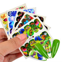 3D наклейки для дизайна ногтей, 1 лист, с цветами, цветами, бабочками, переводные наклейки, украшения для маникюра, бумажные слайдеры 2024 - купить недорого