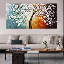 Pintura abstrata à óleo da sorte, árvore da sorte 50x115cm, decoração, arte da parede, imagem, flores, poster de arte, pintura de tela para decoração da sala de estar 2024 - compre barato