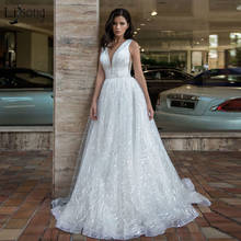 New Arrival Beading Sequined Shiny Wedding Dresses 2020 V Neck A Line Elegant Vestido De Noiva Sparkly Wedding Gowns Mariage 2024 - buy cheap