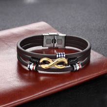 Personalized Engraved Infinity Mens Bracelets Vintage Handmade Leather Bracelets Wristband Wrap Male Jewelry 2024 - buy cheap