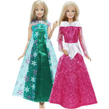2 Pcs/Set Fairy Tale Princess Dress Blue Green Gown Wedding Party Wear Twins Clothes for Barbie Doll Accessories 12'' Kids Toys 2024 - buy cheap