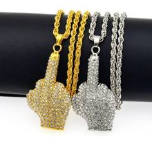 2022 Western Hot Hiphop Alloy Pendant Necklace Trendy Middle Finger Pendant Necklace Fashion Men Women Jewelry 2024 - buy cheap