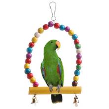1PC Bird Hanging Perch Bite Resistant Wooden Parrot Swing Parakeet Exercise Toy Multicolor Pet Cage Stand Bird Accessories 2024 - buy cheap