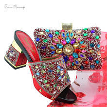 Conjunto de zapatos y bolsos de Color rojo para mujer, zapatillas de boda nigerianas, zapatos africanos con bolsos a juego 2024 - compra barato