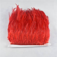 1yard 8-10cm Red Saddle Rooster Feathers Trim Needlework Feathers Decoration Quality Clothing Making Feathers for Crafts Party 2024 - buy cheap