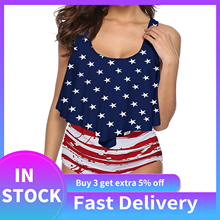 American Flag Print Swimwear Women Patchwork Tankini High Waist Sexy High Breast Split Bikini Set Swimsuit Beachwear Купальник 2024 - buy cheap