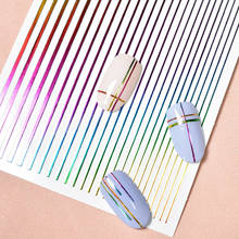 Arte do prego adesivos coloridos remendos lantejoulas linhas adesivos adesivo striping fita diy dicas do prego decalques manicure decoração 2024 - compre barato