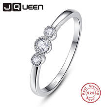 Jqueen branco zircon anéis para mulher anel de prata 925 jóias pavimentar ajuste de cristal bijoux femme 2024 - compre barato