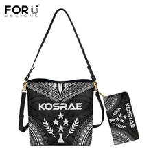 FORUDESIGNS New PU Leather Women Bucket Bag And Purse 2pcs Set Polynesian Kosrae Tribal Print Luxury Messenger Sac Mujer 2024 - buy cheap