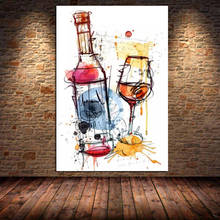 Pintura en lienzo de vino tinto y vidrio, carteles e impresiones abstractas en la pared, imágenes artísticas, Cuadros para sala de estar sin marco 2024 - compra barato