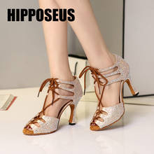 Hipposeus Girls Latin Dance Shoes for Women Ladies Ballroom Modern Tango Dancing Shoes With Rhinestone Shoe Salsa Sandals Black 2024 - buy cheap