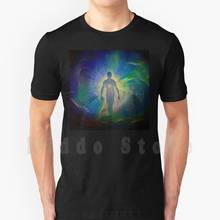 Camiseta aura or soul masculina, camiseta de algodão com detalhes abstratos, luz de fundo brilhante e colorida, conceito cósmico da morte 2024 - compre barato