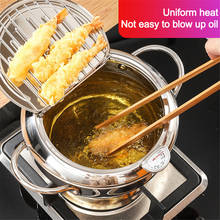 Frigideira profunda com tampa termômetro japonês tempura fritadeira pan aço inoxidável cozinha ferramenta de cozinha 2024 - compre barato