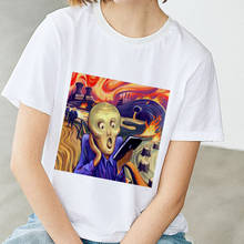 Summer Spoof oil painting T shirt Women Harajuku aesthetics Thin Section White Female T-shirt Tops clothing funny Fashion Tshirt 2024 - buy cheap