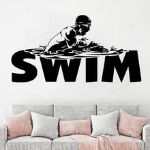 Nadar decoração da parede piscina decalque da parede natatorium nadador adesivo de vinil amamentação à prova dhágua arte mural hj821 2024 - compre barato