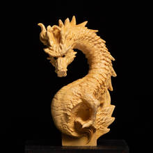 Escultura de boj de Feng Shui, artesanía original, decoración del hogar, estatua de sello de dragón, colección de la suerte 2024 - compra barato