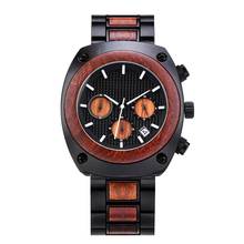 BOBO BIRD Fashion Wood Watch Men Stopwatches Handmade Chronograph Auto Date Red Sandalwood Japan Movement Quartz Wristwatch 2024 - buy cheap