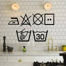 Laundry Symbols Wall Art Decal Kitchen Washing Room Sign Wall Sticker  Decal Vinyl Home Decoration Wall  Vinyl Home Decor 2024 - buy cheap