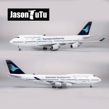Jason tutu 47cm garuda indonésia boeing b747 avião modelo aeronave 1/160 escala diecast resina luz e roda avião presente 2024 - compre barato
