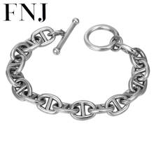 FNJ-pulsera de cadena de eslabones para mujer y hombre, brazalete de plata 925, ancho de 10mm, Original, S925, joyería fina 2024 - compra barato