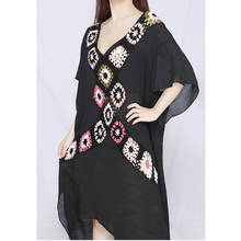 2022 Women's Embroidery Beach Dress Cover Ups Oversized Hook Design Boho Swimwears Cover Up Floral Loose Bathing Suits Cover Up 2024 - buy cheap