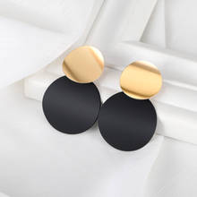 BICUX Fashion Statement Unique Matte Black Acrylic Drop Earrings for Women Korean Gold Metal Round Dangle Earrings 2020 Jewelry 2024 - buy cheap