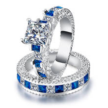 VAGZEB Silver Color zircon Wedding Ring Set for Bridal Women Finger luxury wholesale lots bulk Jewelry 2024 - buy cheap