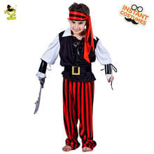 Traje de pirata de luxo para crianças, traje para cosplay, halloween, festa, listras, calças 2024 - compre barato